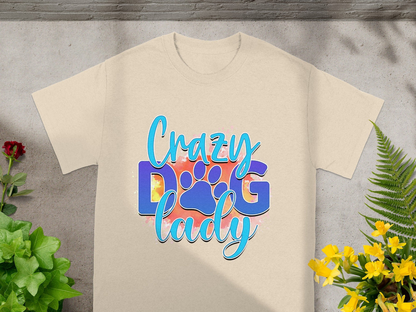 Crazy Dog Lady Colorful Graphic T-Shirt