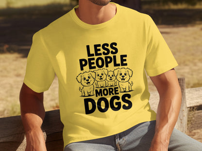 Less People More Dogs Cute Puppies Yellow T-Shirt